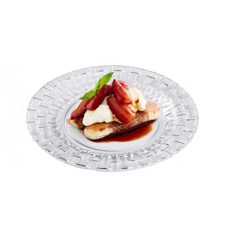 10 pcs Disposable Clear Plastic Dessert Plates with Basketweave
