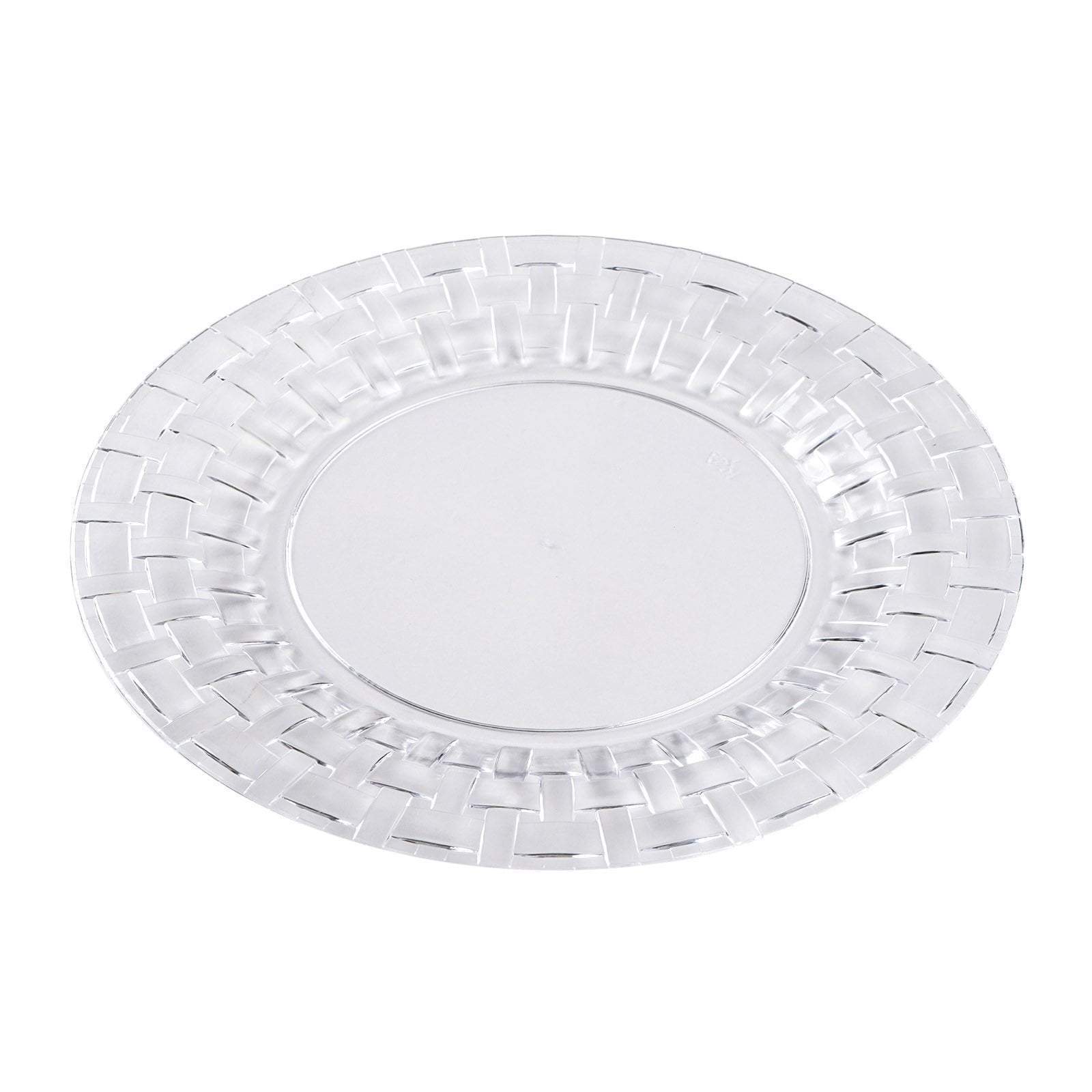 10 pcs Disposable Clear Plastic Dessert Plates with Basketweave