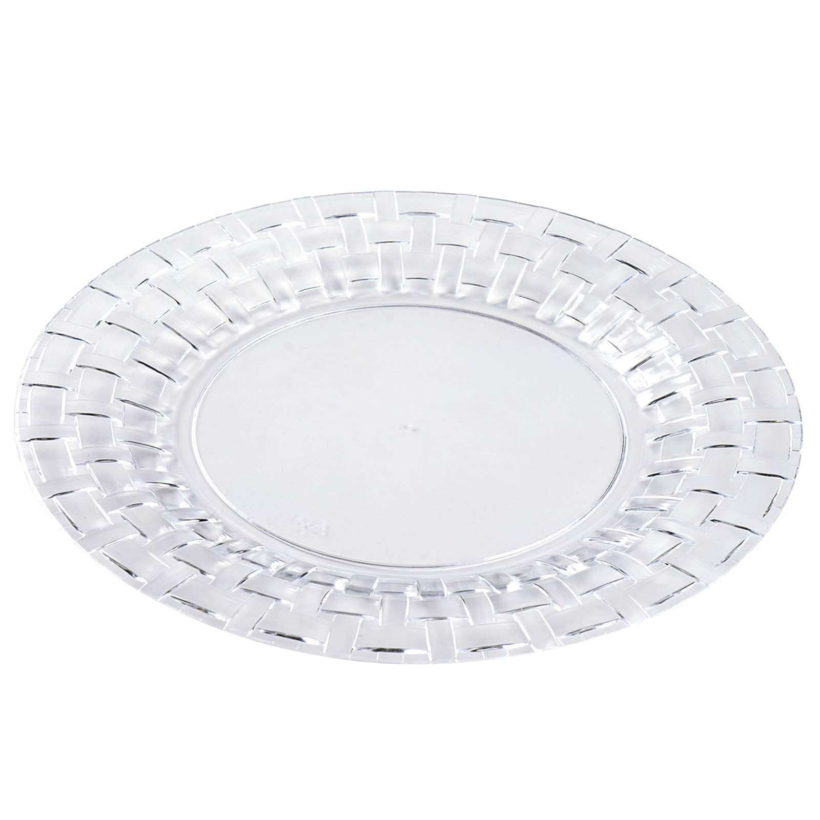 10 pcs Disposable Clear Plastic Dessert Plates with Basketweave