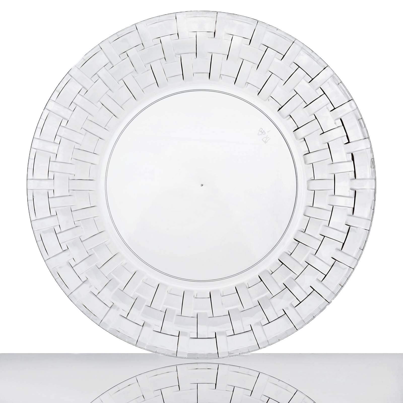 10 pcs Disposable Clear Plastic Dessert Plates with Basketweave