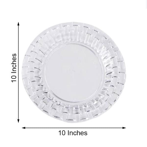 10 pcs Disposable Clear Plastic Dessert Plates with Basketweave