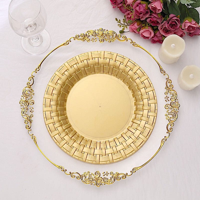 10 pcs Disposable Clear Plastic Dessert Plates with Basketweave