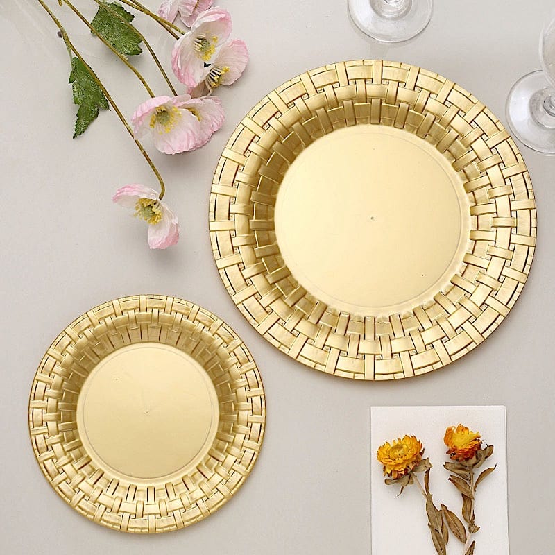 10 pcs Disposable Clear Plastic Dessert Plates with Basketweave