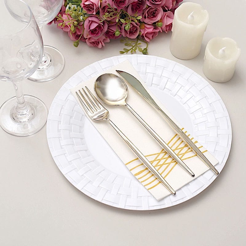 10 pcs Disposable Clear Plastic Dessert Plates with Basketweave