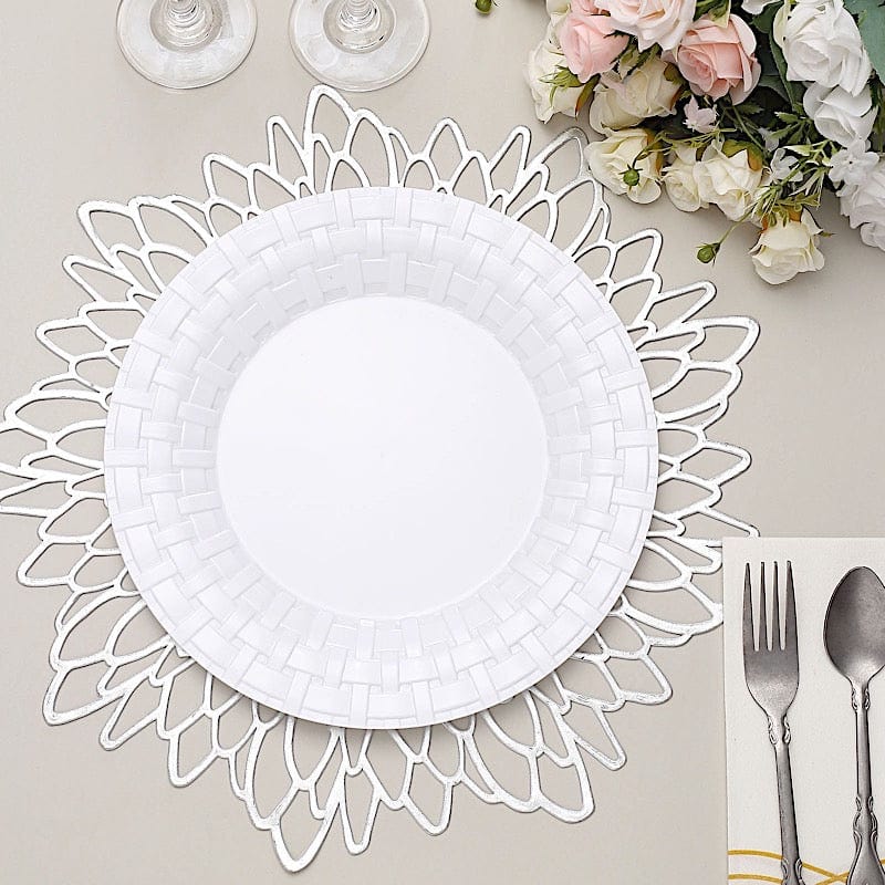10 pcs Disposable Clear Plastic Dessert Plates with Basketweave