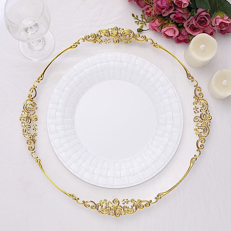 10 pcs Disposable Clear Plastic Dessert Plates with Basketweave