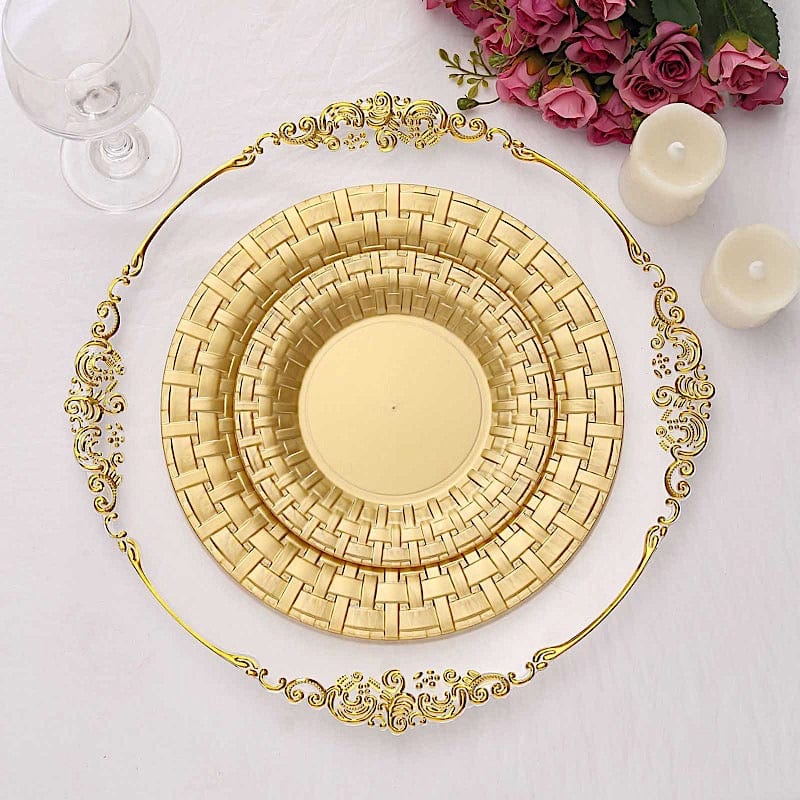10 pcs Disposable Clear Plastic Dessert Plates with Basketweave