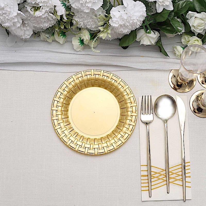10 pcs Disposable Clear Plastic Dessert Plates with Basketweave
