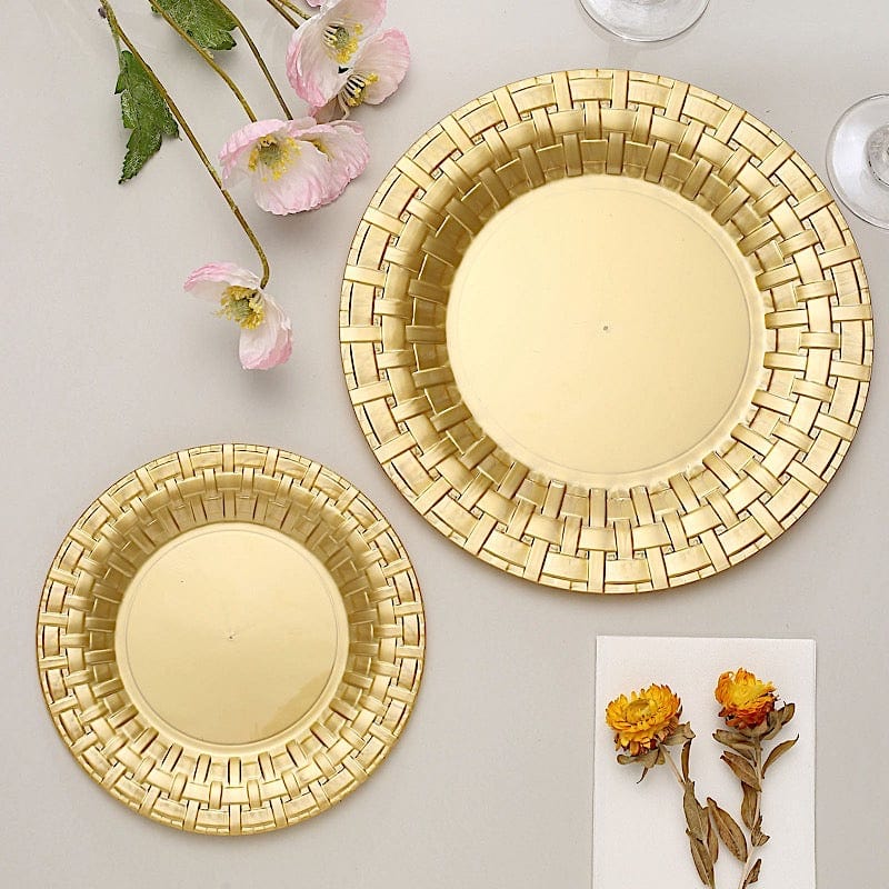 10 pcs Disposable Clear Plastic Dessert Plates with Basketweave