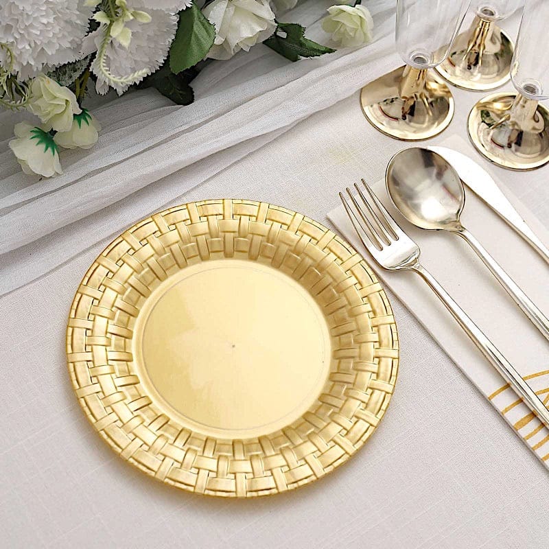 10 pcs Disposable Clear Plastic Dessert Plates with Basketweave