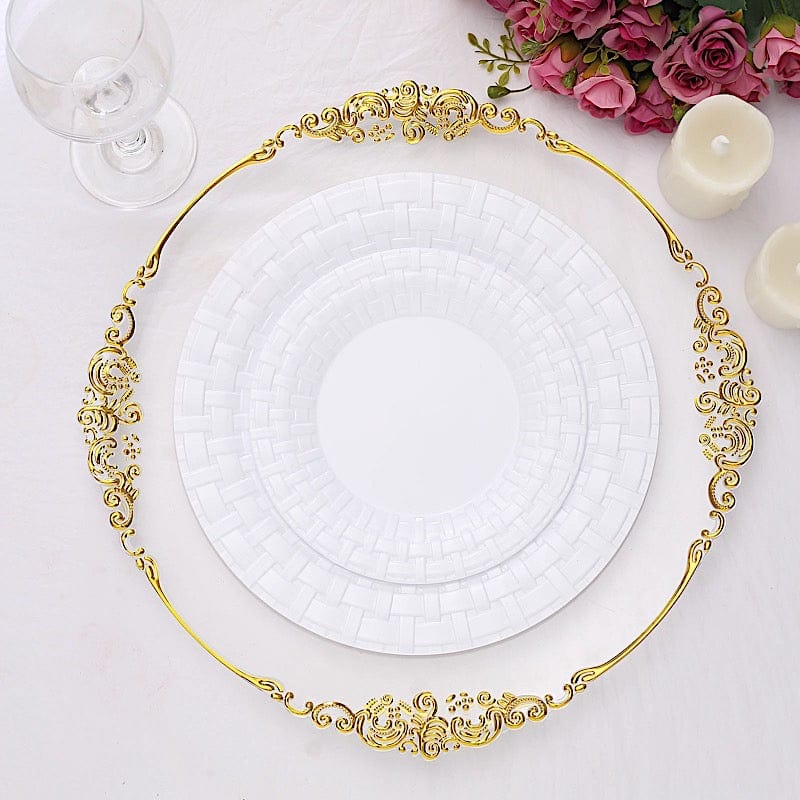10 pcs Disposable Clear Plastic Dessert Plates with Basketweave