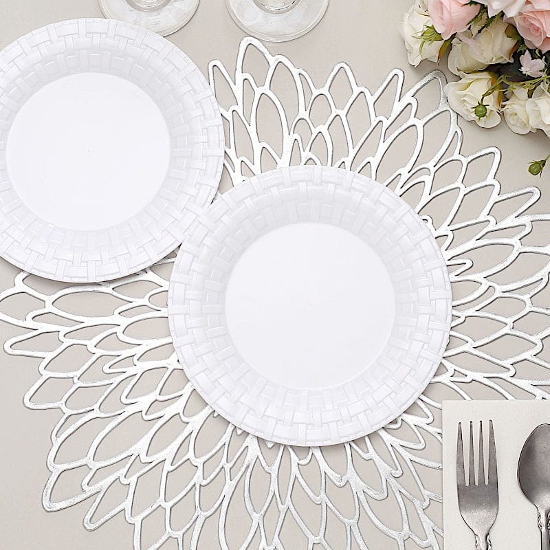 10 pcs Disposable Clear Plastic Dessert Plates with Basketweave