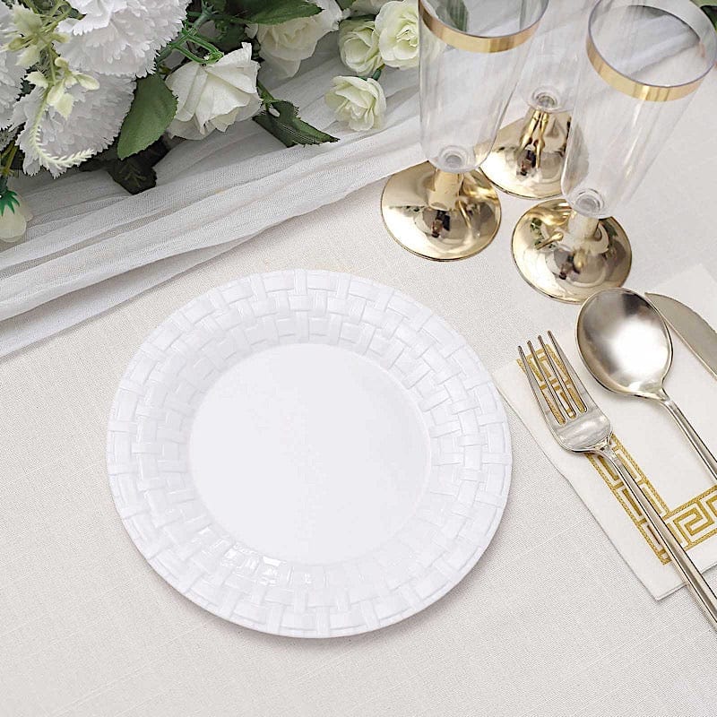 10 pcs Disposable Clear Plastic Dessert Plates with Basketweave