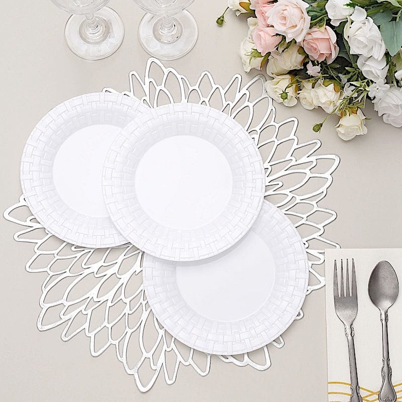 10 pcs Disposable Clear Plastic Dessert Plates with Basketweave