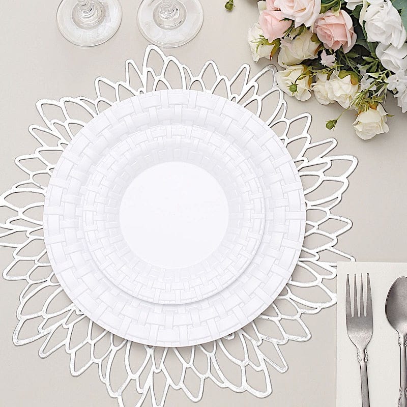 10 pcs Disposable Clear Plastic Dessert Plates with Basketweave