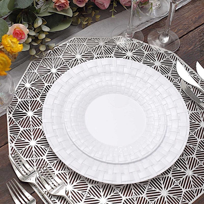 10 pcs Disposable Clear Plastic Dessert Plates with Basketweave