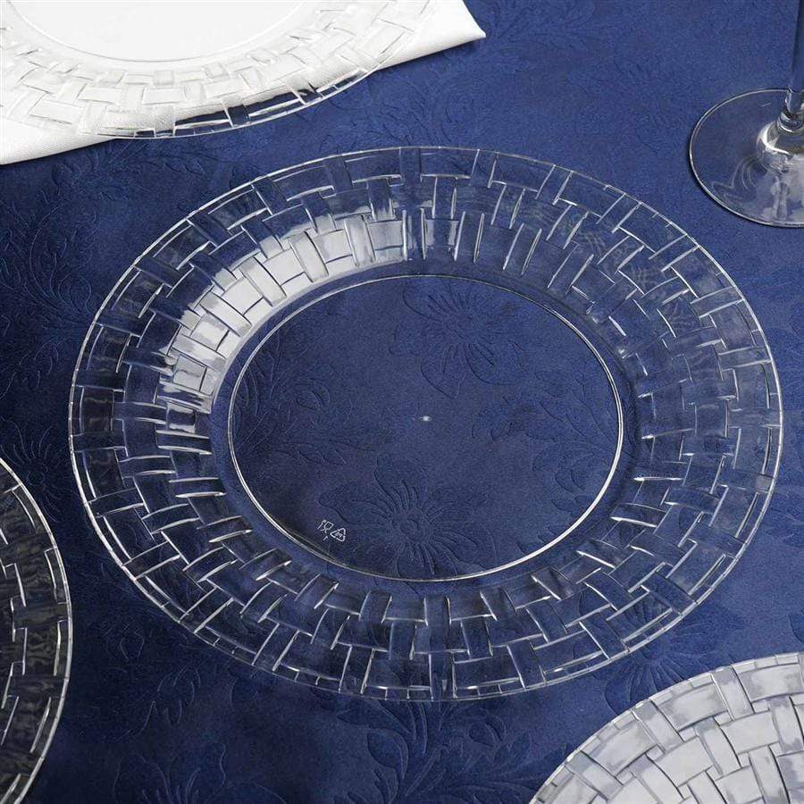 10 pcs Disposable Clear Plastic Dessert Plates with Basketweave