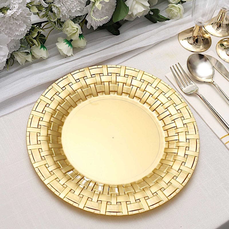 10 pcs Disposable Clear Plastic Dessert Plates with Basketweave