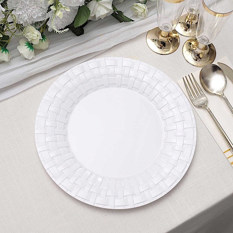 10 pcs Disposable Clear Plastic Dessert Plates with Basketweave