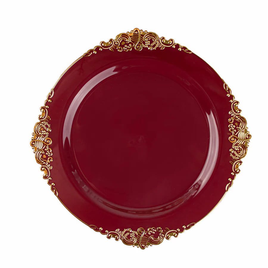 thumbnail image 2 of 10 Inch Disposable Plastic Salad Plates - Embossed Baroque Trim, 10 Pack 2 of 5