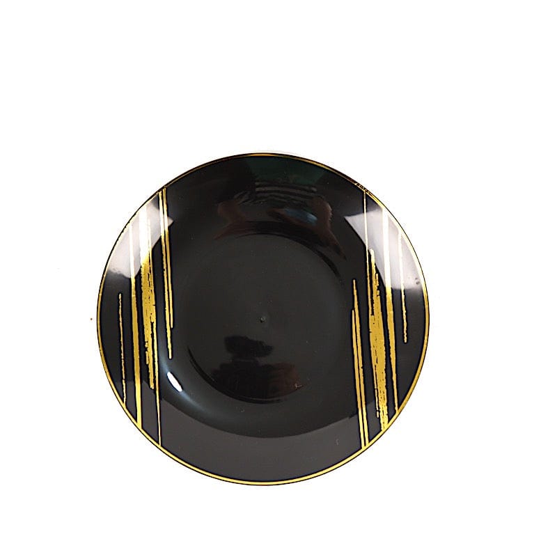 10 Round Disposable Salad and Dinner Plastic Plates with Metallic Prints