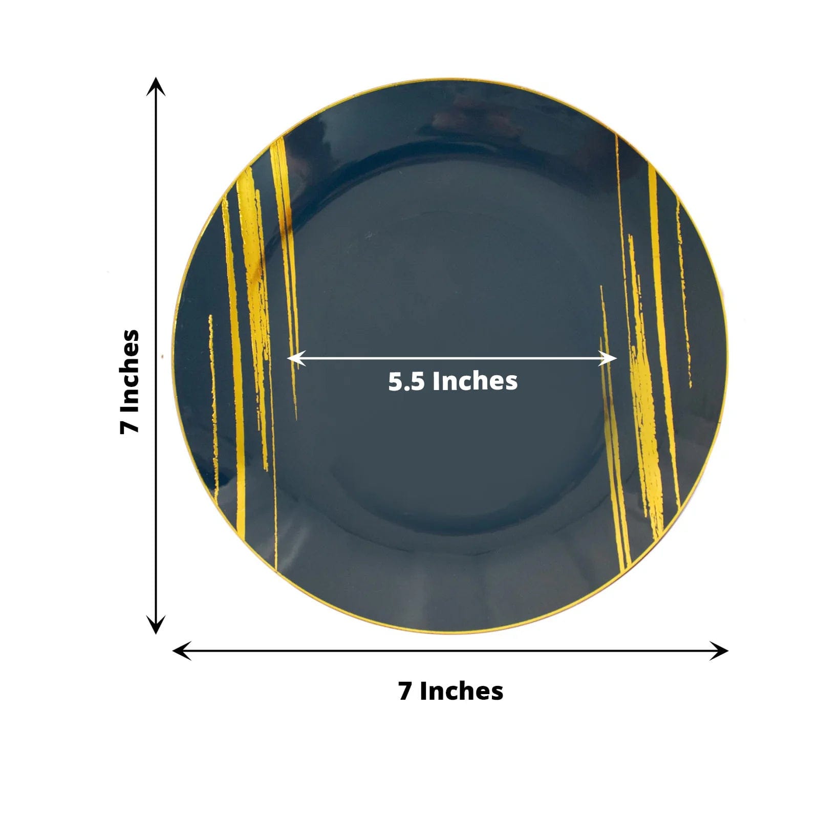 10 Round Disposable Salad and Dinner Plastic Plates with Metallic Prints