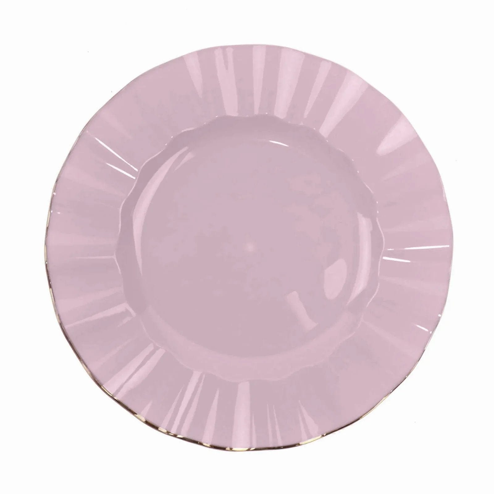 10 Round Disposable Salad Dinner Plastic Plates with Gold Wavy Trim