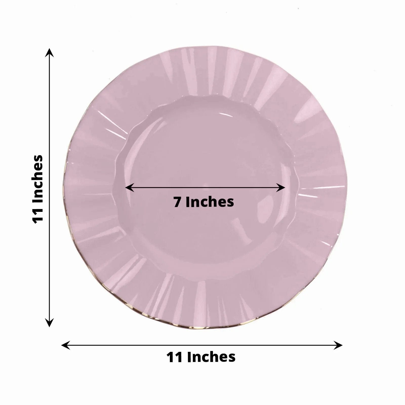 10 Round Disposable Salad Dinner Plastic Plates with Gold Wavy Trim