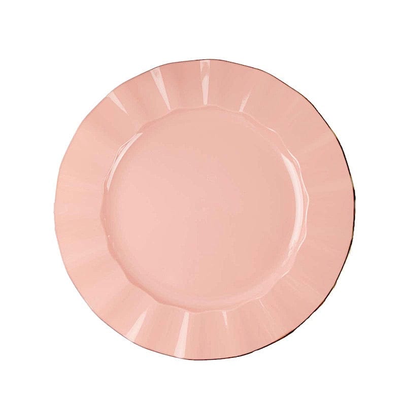 10 Round Disposable Salad Dinner Plastic Plates with Gold Wavy Trim
