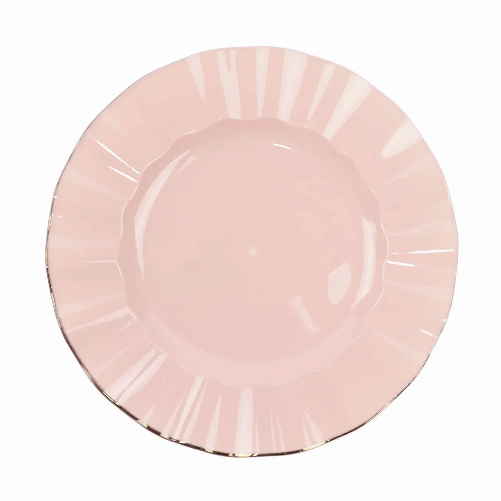10 Round Disposable Salad Dinner Plastic Plates with Gold Wavy Trim