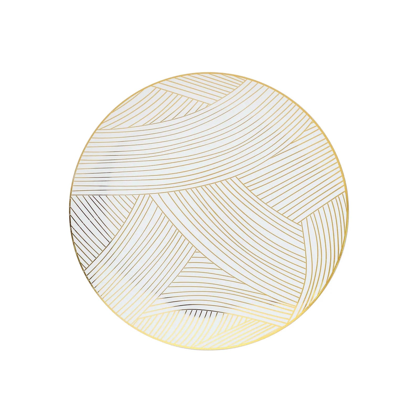 10 Round Disposable Salad and Dinner Plastic Plates with Wave Brush Strokes