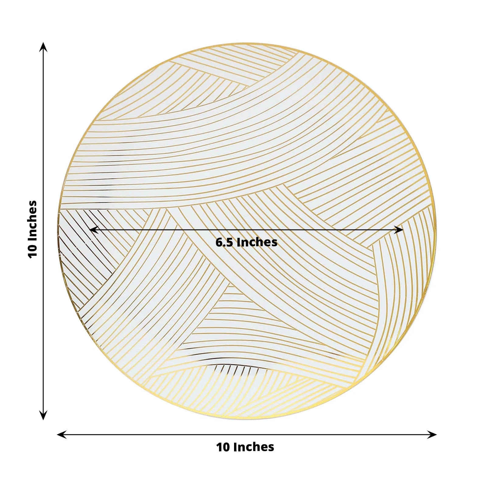 10 Round Disposable Salad and Dinner Plastic Plates with Wave Brush Strokes