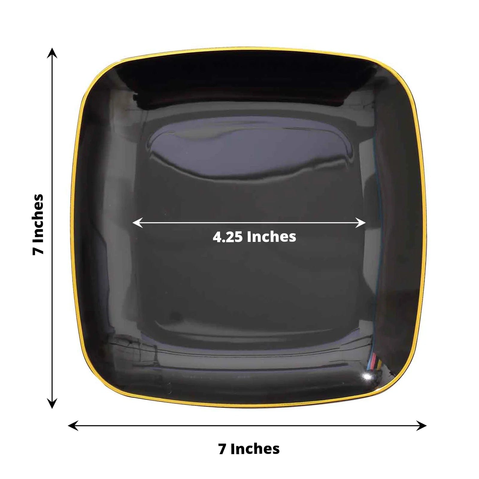 10 Square Disposable Salad and Dinner Plastic Plates with Gold Trim