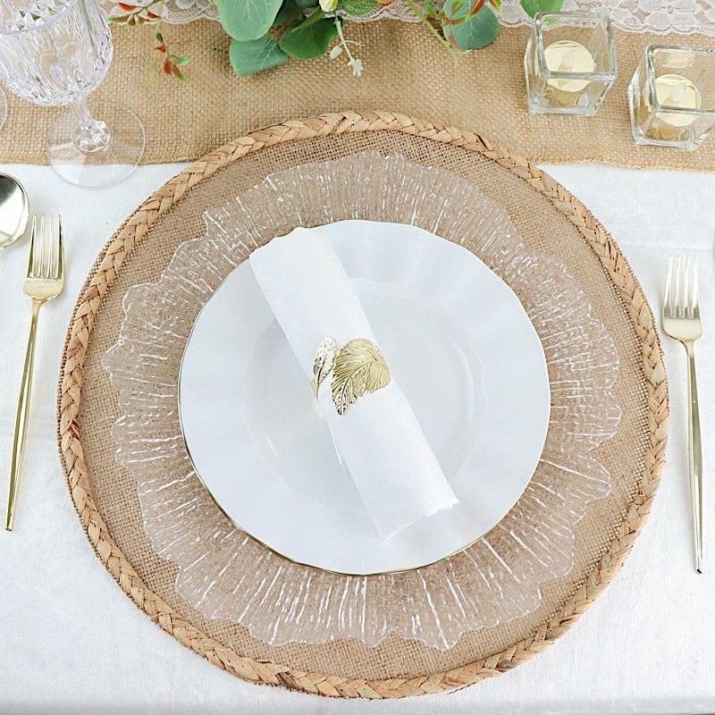 10 Round Disposable Salad Dinner Plastic Plates with Gold Wavy Trim