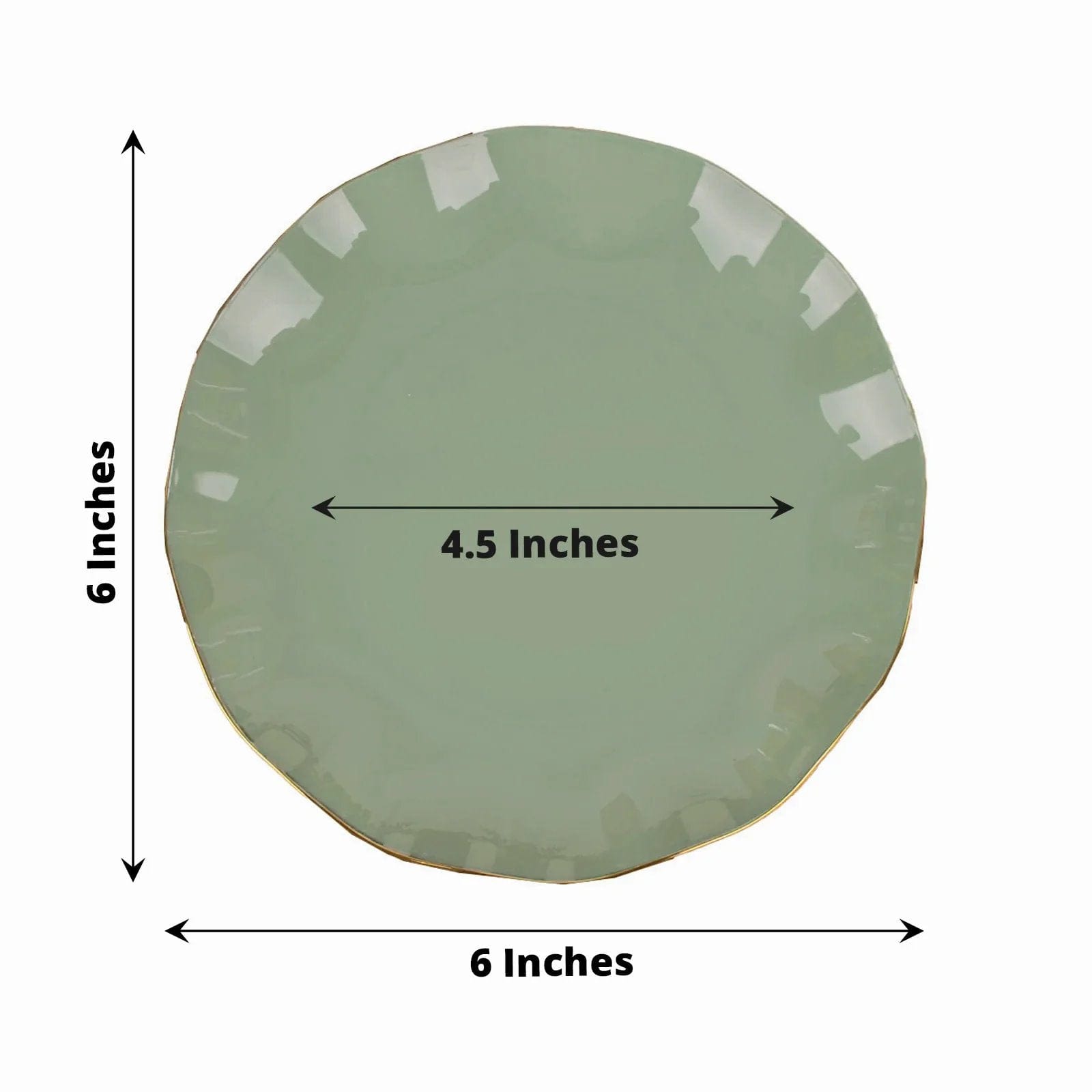 10 Round Disposable Salad Dinner Plastic Plates with Gold Wavy Trim