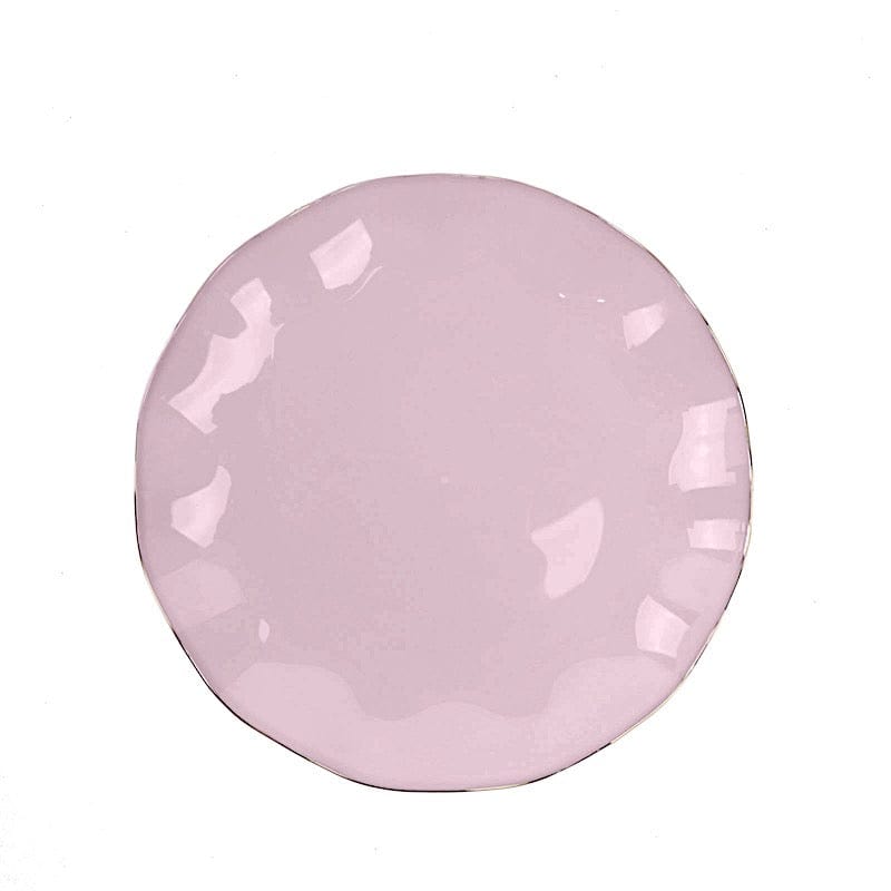 10 Round Disposable Salad Dinner Plastic Plates with Gold Wavy Trim