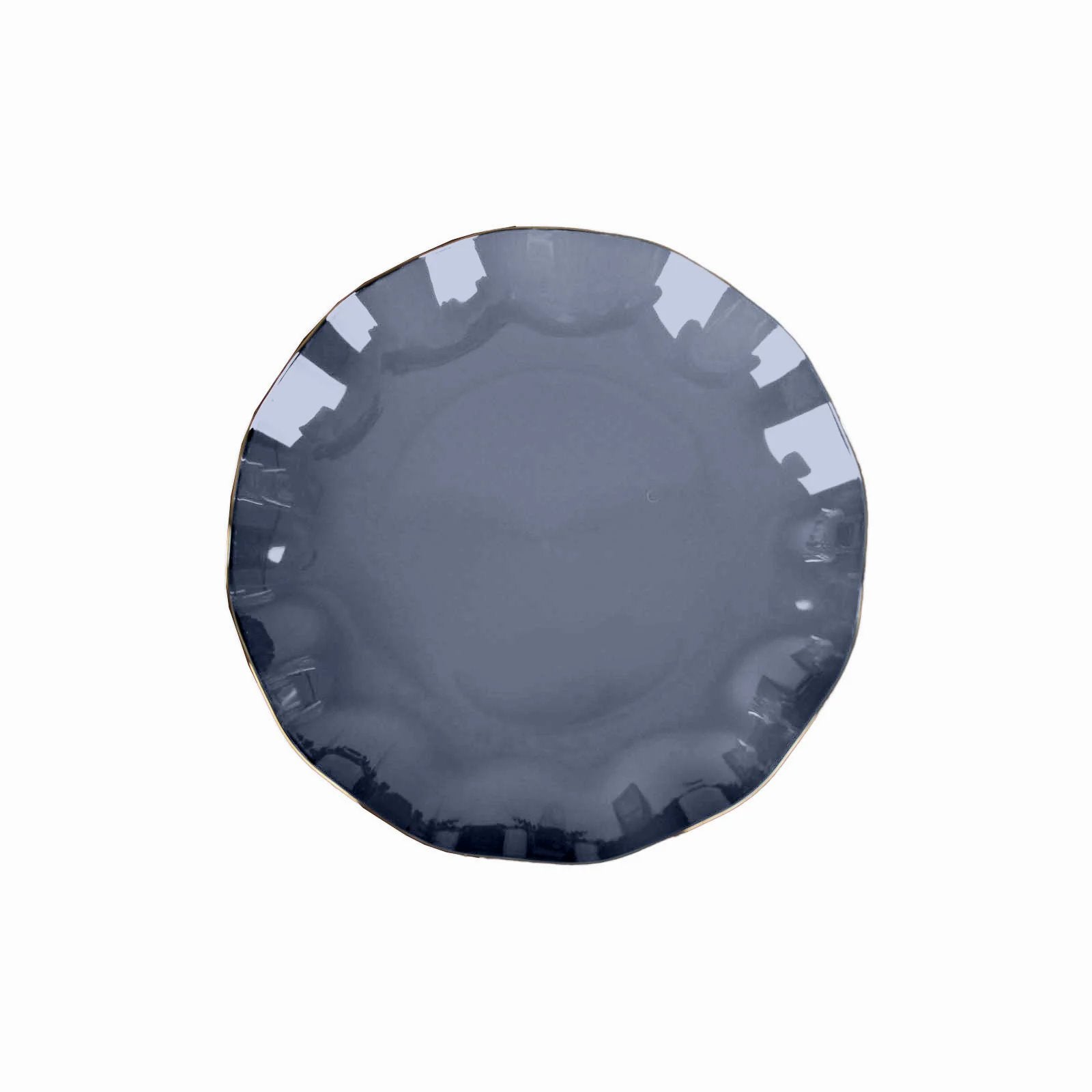 10 Round Disposable Salad Dinner Plastic Plates with Gold Wavy Trim