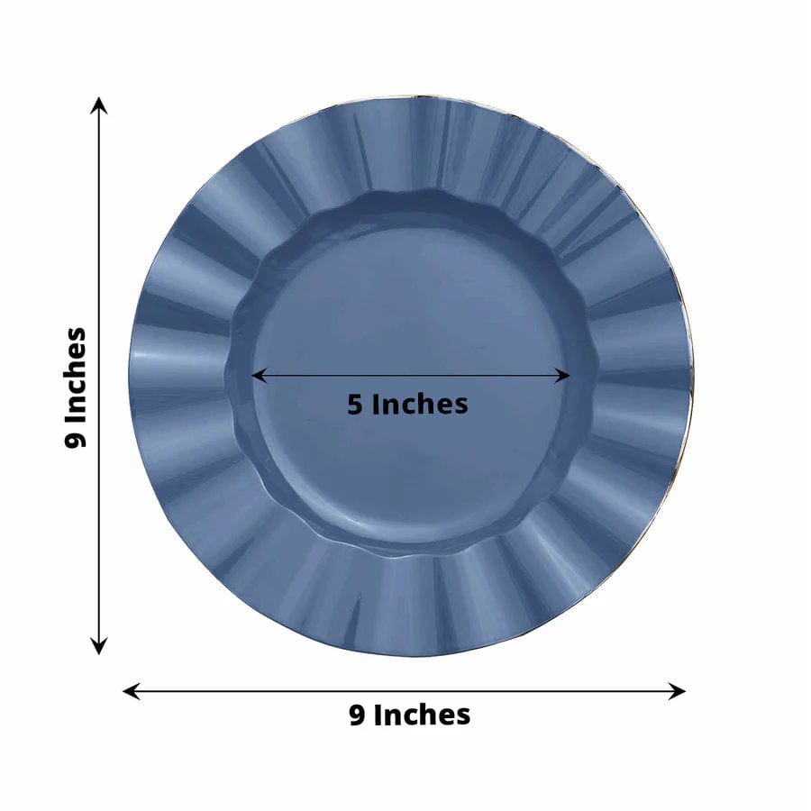 10 Round Disposable Salad Dinner Plastic Plates with Gold Wavy Trim