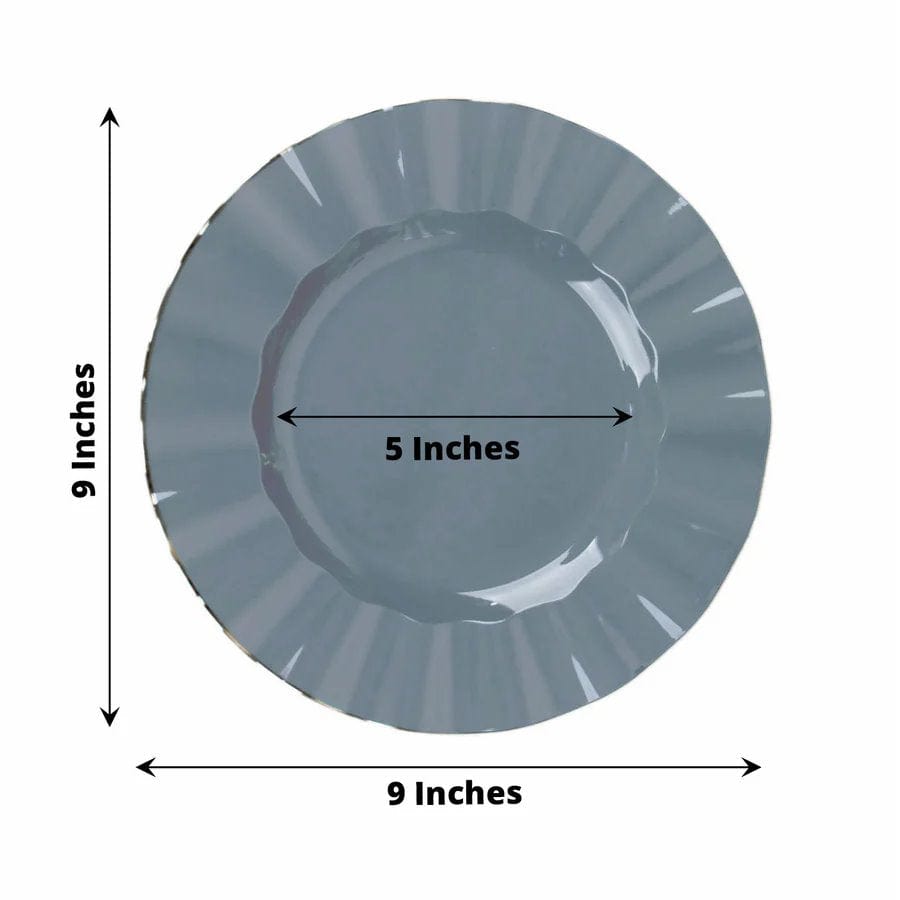 10 Round Disposable Salad Dinner Plastic Plates with Gold Wavy Trim