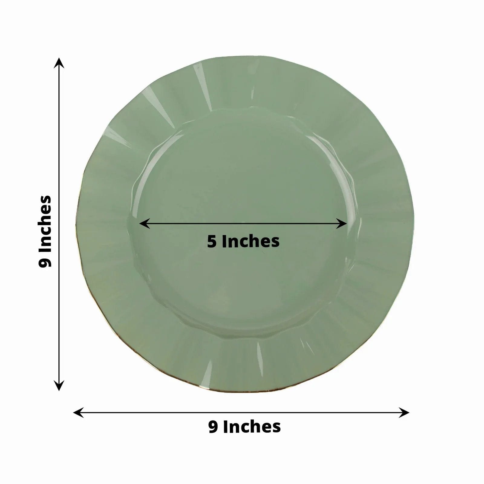 10 Round Disposable Salad Dinner Plastic Plates with Gold Wavy Trim