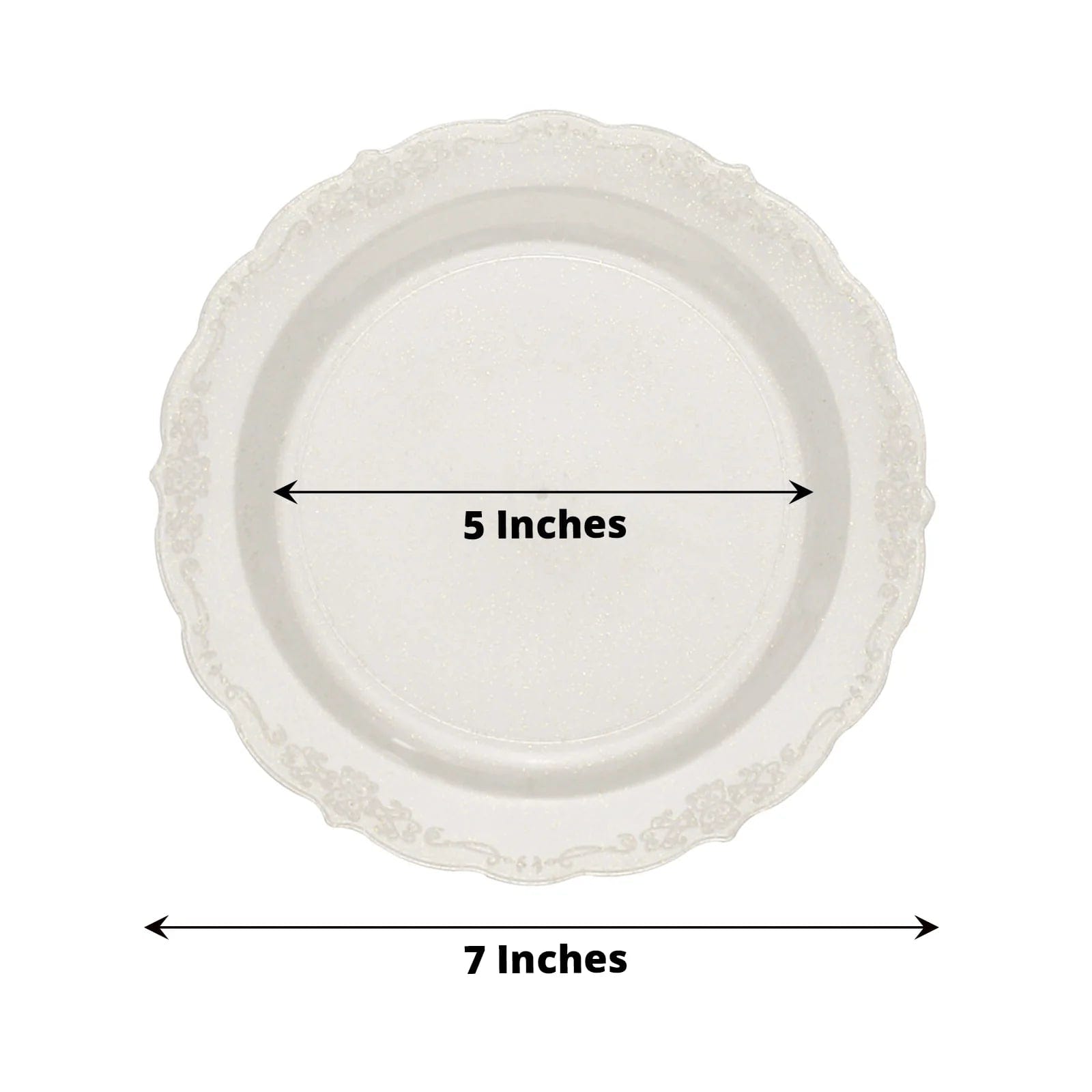 12 Clear Round Glittered Disposable Round Plastic Salad Dinner Plates