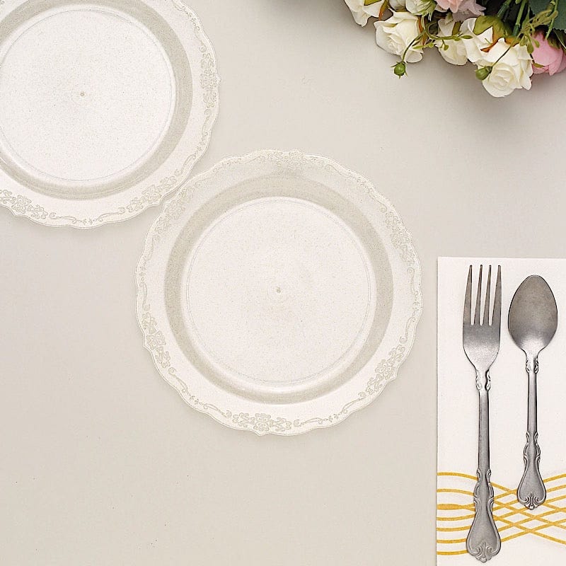 12 Clear Round Glittered Disposable Round Plastic Salad Dinner Plates