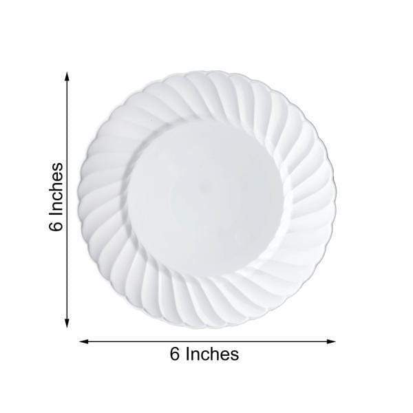 12 pcs 6" Disposable White Plastic Dessert Plates with Flaired Trim