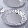 12 pcs 9" Disposable Silver Plastic Appetizer Dessert Plates with Flared Rim