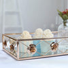 2 pcs Gold Mirrored Metal Rectangle Floral Trim Decorative Serving Trays