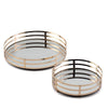 2 pcs Gold Mirrored Metal Round Decorative Serving Trays
