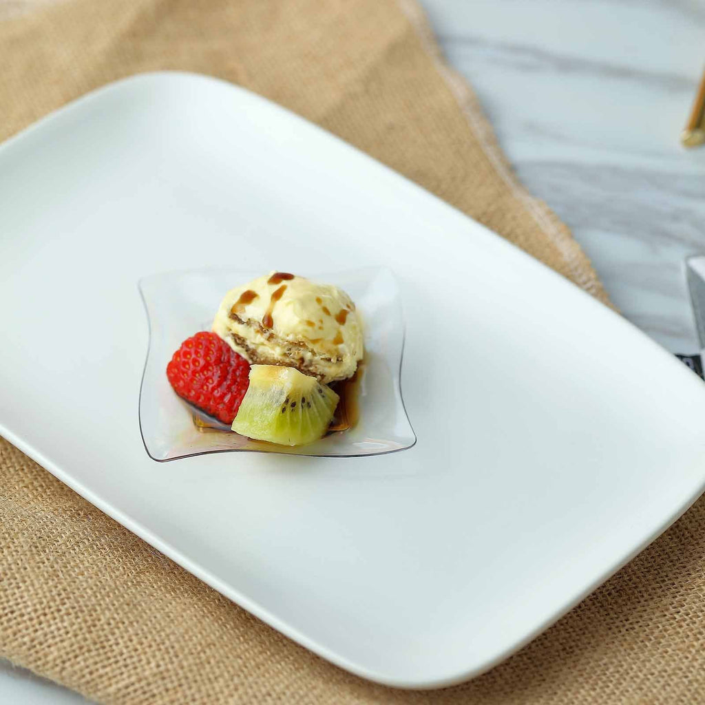 24 pcs 3" Disposable Clear Wave Plastic Mini Plates for Appetizer Cocktail Dessert Dishes