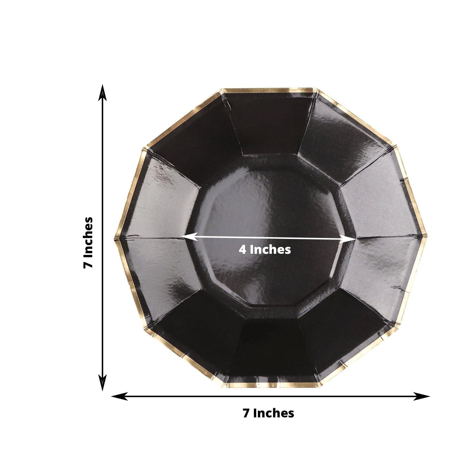 25 Decagon 7 in Disposable Paper Salad Plates with Gold Trim