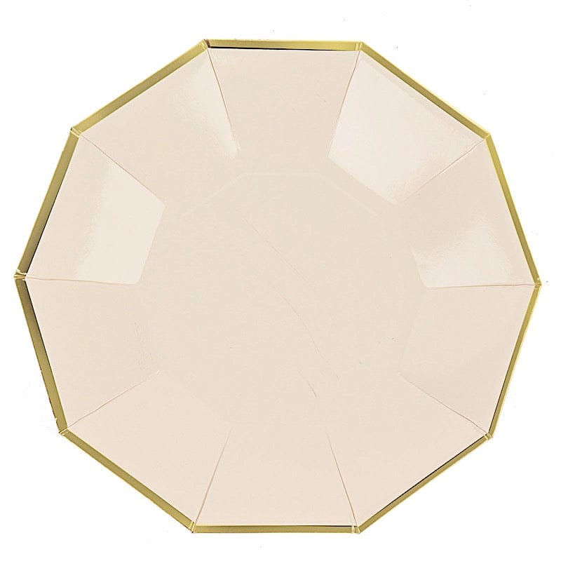 25 Decagon 7 in Disposable Paper Salad Plates with Gold Trim