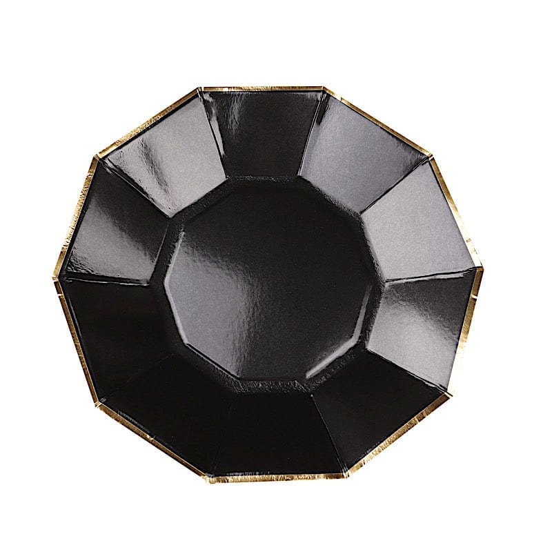 25 Decagon 9 in Disposable Paper Dinner Plates with Gold Trim
